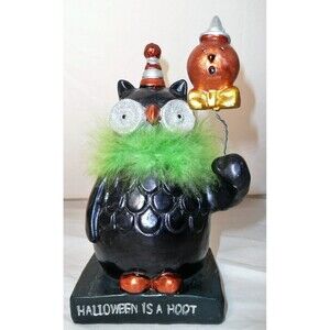 Halloween is a Hoot - Owl w/ Pumpkin Jack-o'-lantern Balloon Decor Vintage Rare